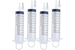 A AKRAF 4 Pack 100ml Syringes, Large Plastic Garden Syringe Scientific Labs, Nutrient Measuring, Watering, Refilling