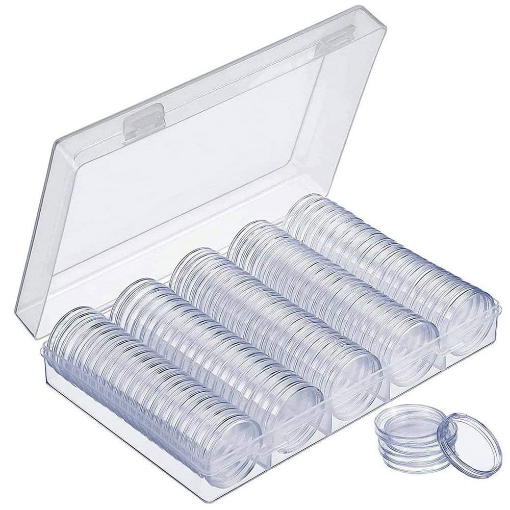 Amasawa 100 Pieces Coin Storage Organizer Box, Coin Storage Organizer Case, Plastic Coin Storage Organizer, Coin Storage Organizer, with Storage Organizer Box for Coin Collection Supplies (30 mm)