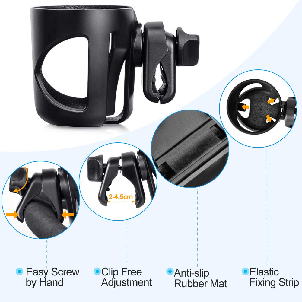 Adjustable Stroller Cup Holder, Rotating Cup Holder, Non-Slip Bike Cup Holder, Wheelchair Cup Holder, Universal Baby Bottle Holder Fits Every Vista, Curz, and Minu Model: Baby