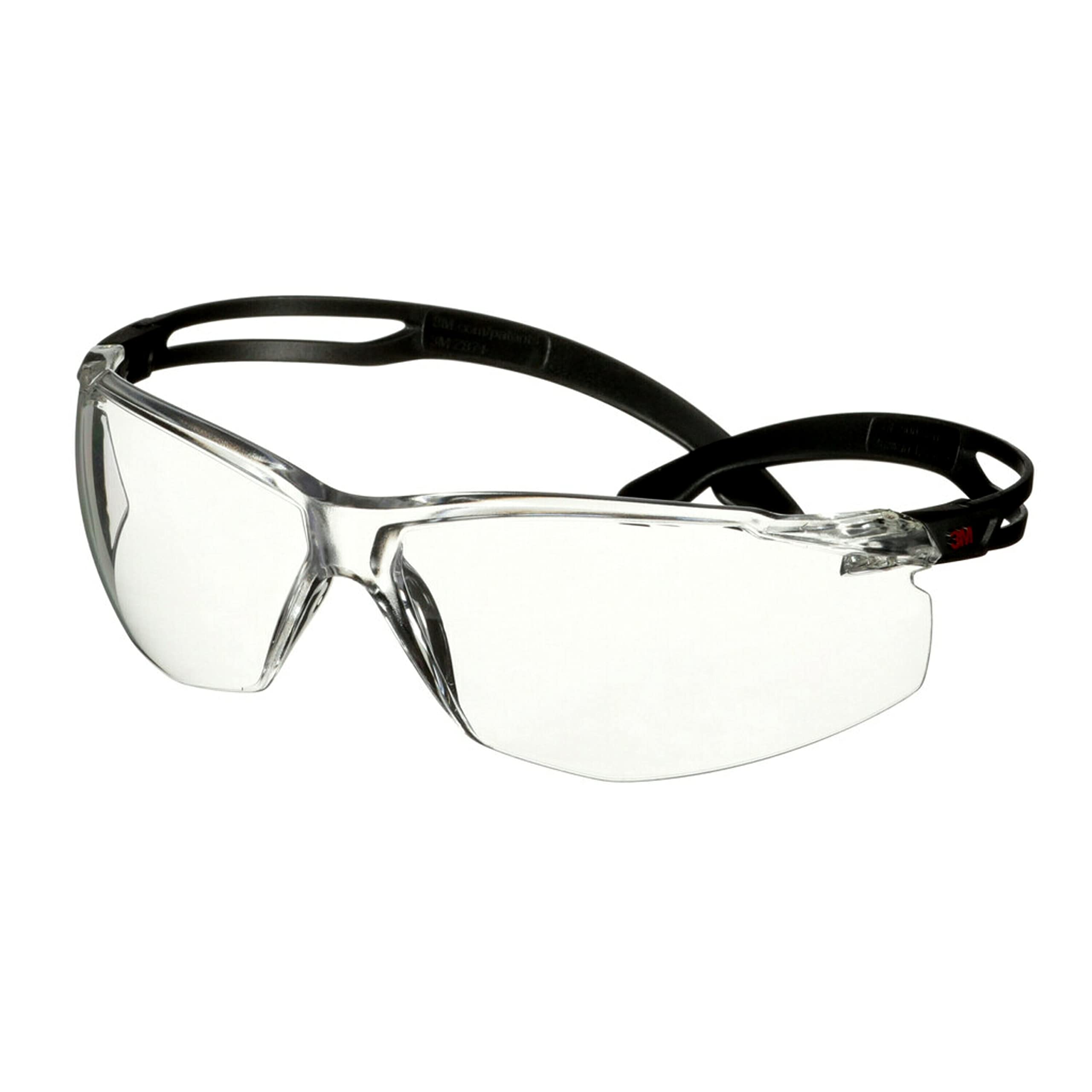 3M SecureFit 500 Safety Glasses, Black frame, Anti-Scratch+ (K), Clear lens, SF501ASP-BLK-EU