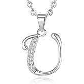 VIKI LYNN Initial Necklace for Women Letter pendant Necklace A to Z with Cubic Zirconia Silver or Gold Letter Charm Necklace Anniversary, Birthday, Graduation Gift for Women, Mom, Her