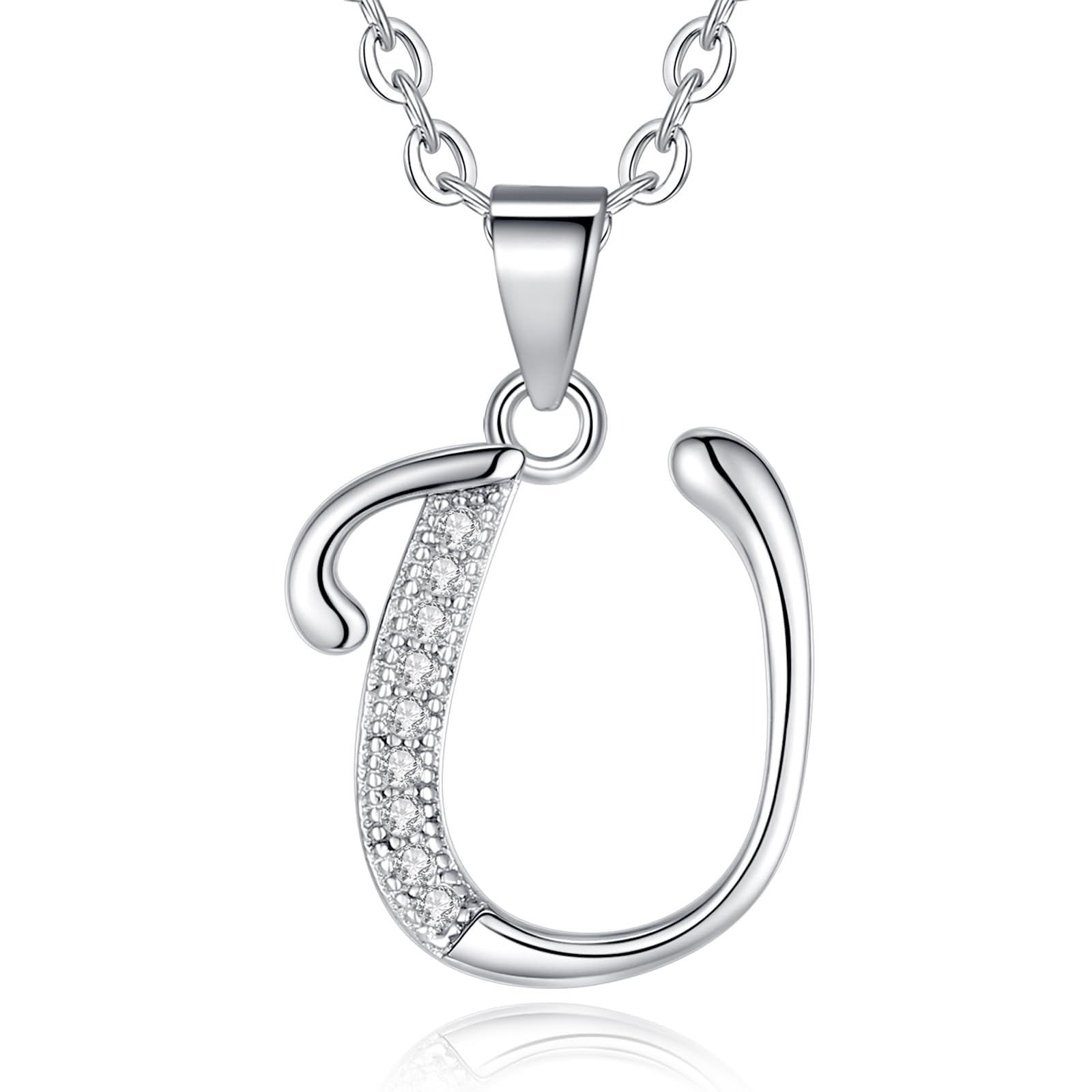VIKI LYNN Initial Pendant U 925 Sterling Silver Letter Necklace with Cubic Zirconia Personalised Gifts for Women Ladies — image 1