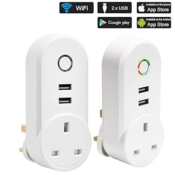 ZIHENGUO Conector Inteligente 2pcs, con USB Timer Plug WiFi ...