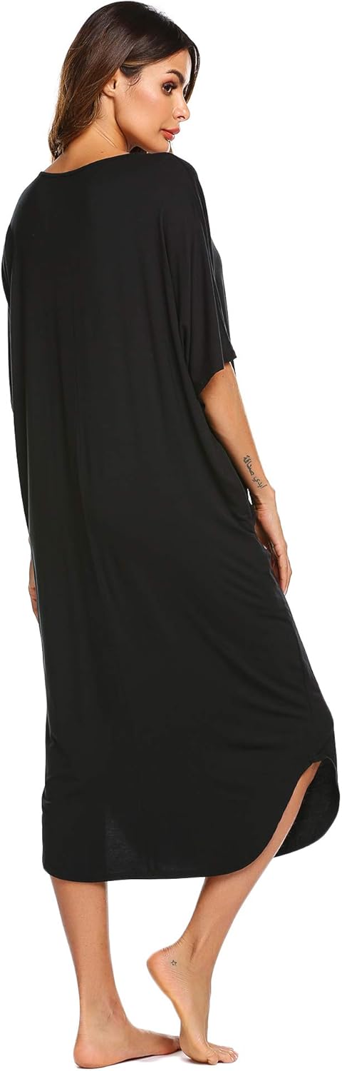 Ekouaer Nightgowns for Women Button-Down Sleepwear Short Sleeve Nightshirt Plus Size Night Wear S-XXL at  Women’s Clothing store