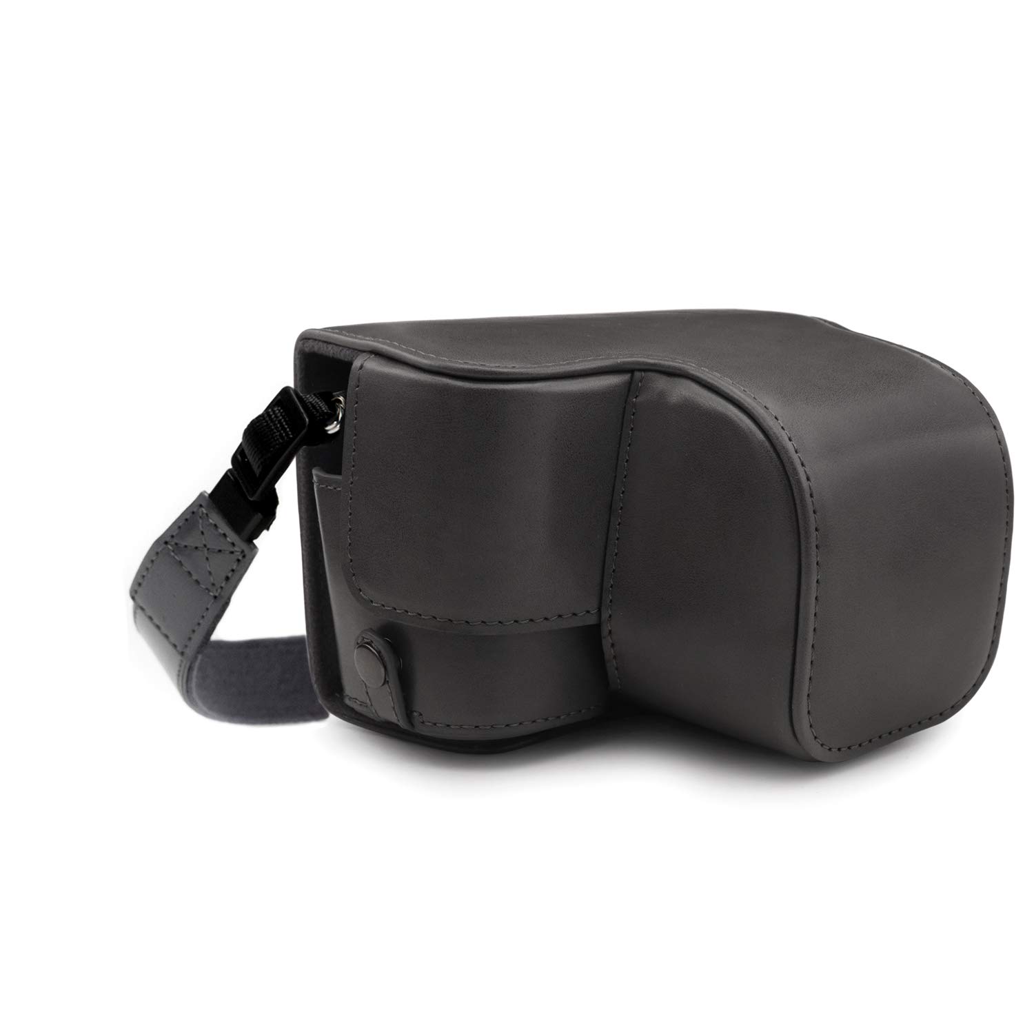 MegaGear MG1654 Ever Ready Leather Camera Case Compatible with Sony Alpha A6100, A6400 (16-50mm) - Gray