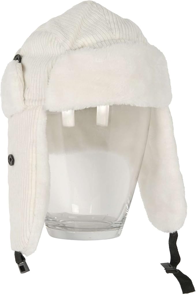 Weatherproof Aviator Style Fur Trim Trapper Hat For Men and Women White