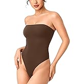 YEOREO Hyperflex Strapless Bodysuit Tube Top Off Shoulder Double Lined Thong Bodycon Slim Fit Summer Sexy Leotard