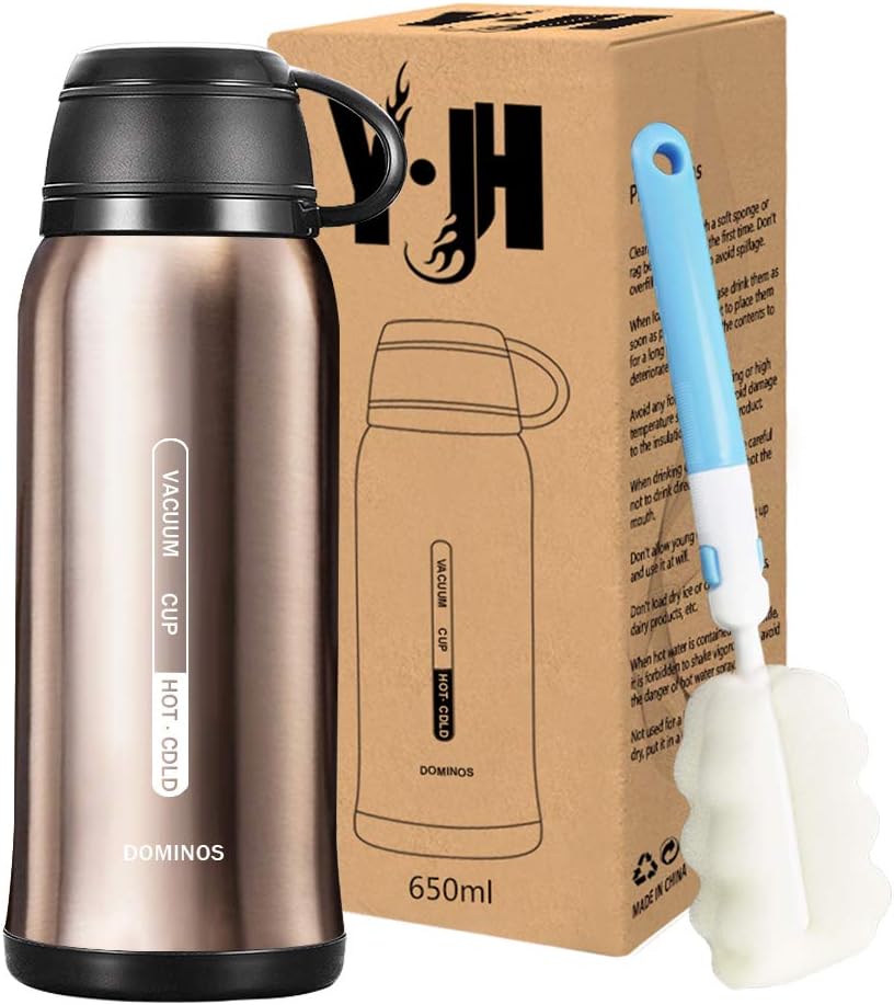 Y·J&H Double Walled Vacuum Insulated Bottle with Cup, Stainless Steel Thermo Flask, Reusable Drinking Water Bottles BPA Free - Image 3