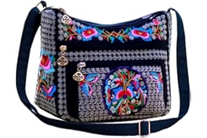 PHEVOS Hobo Crossbody Bag for women, Vintage Ethnic Tribal Embroidered Boho Hippie Tote Handbags Shoulder Purse