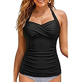 Women Tankini Bathing Suit Top - Halter Swim Tops Only Tummy Control No Bottom Swimwear