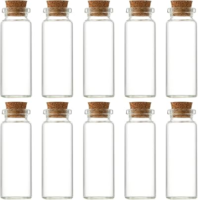 Udewo 10 Mini Glass Bottles With Cork Lids - 10ML Empty Spell Jars