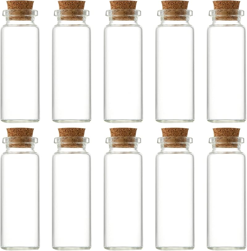 Udewo 10 Mini Glass Bottles With Cork Lids - 10ML Empty Spell Jars