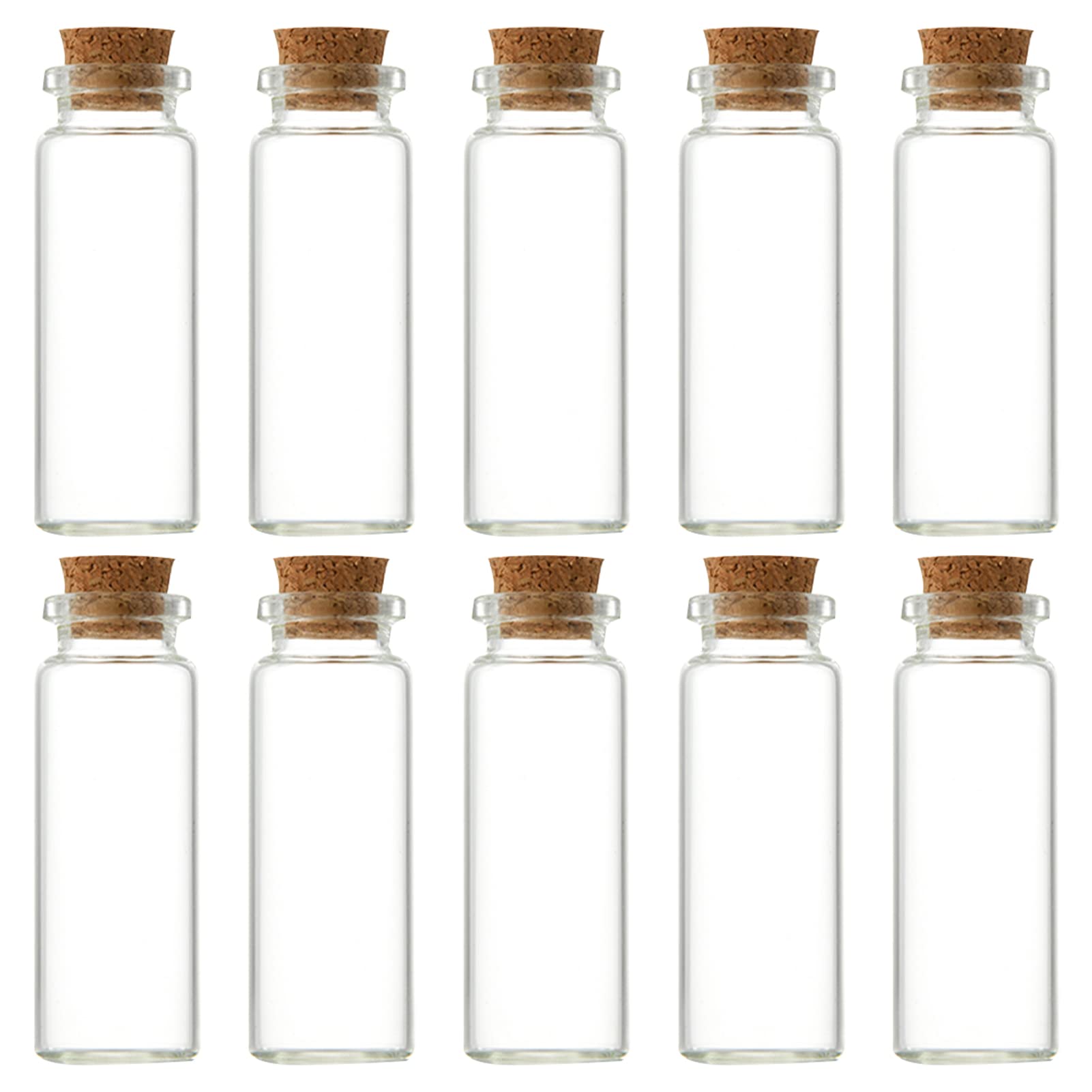 10 Mini Glass Bottles With Cork Lids - 10ML Empty Spell Jars, Tiny Wishing Bottles For Crafts, Decoration & Wedding Party