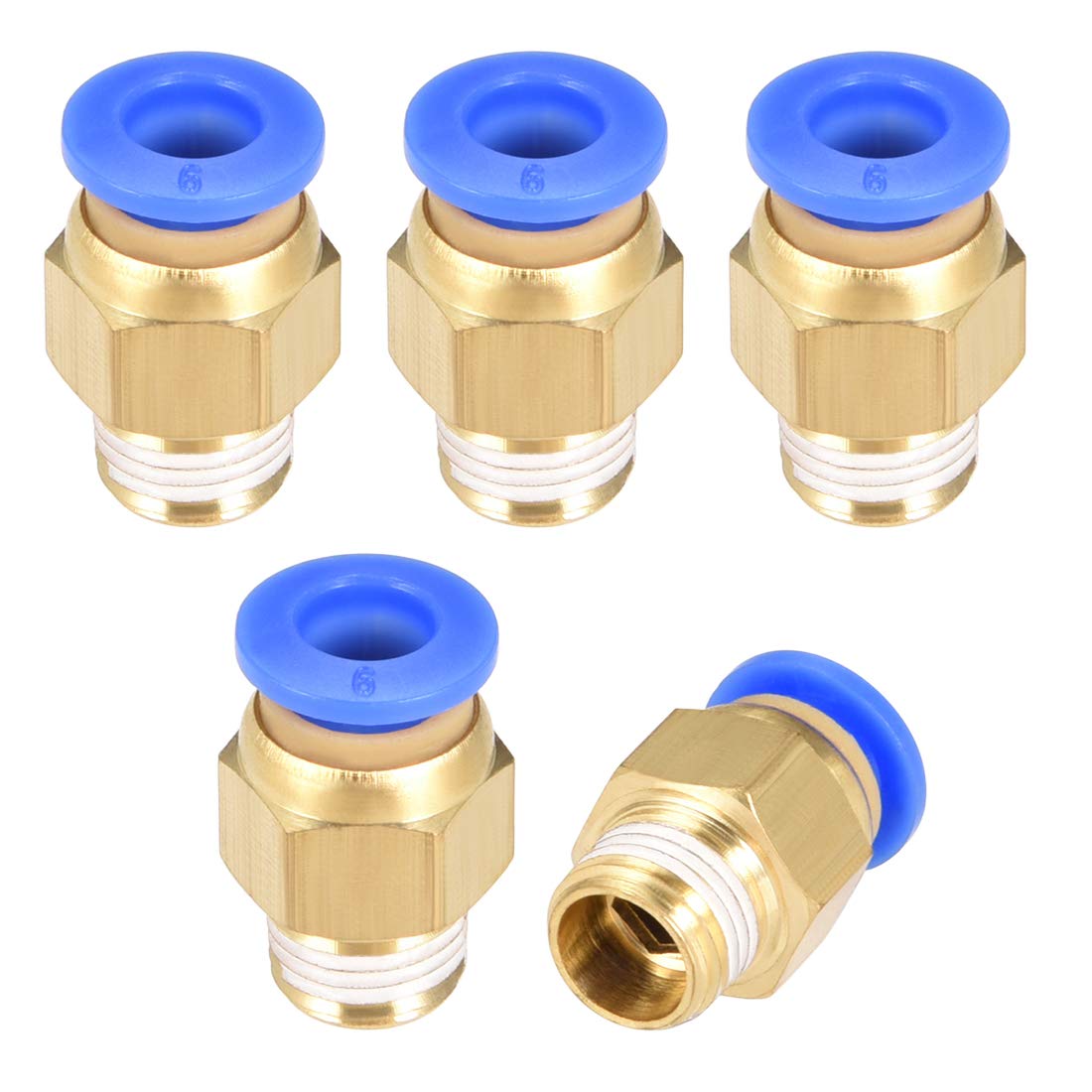 sourcing map Straight Pneumatic Push to Quick Connect Fittings G1/8 Male x 6mm Tube OD 5pcs