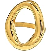SHBESHCD Chunky Gold Plated Rings for Women Hollow Oval Ring Chunky Statement Ring for Women,Vintage Ring Jewelry Gift