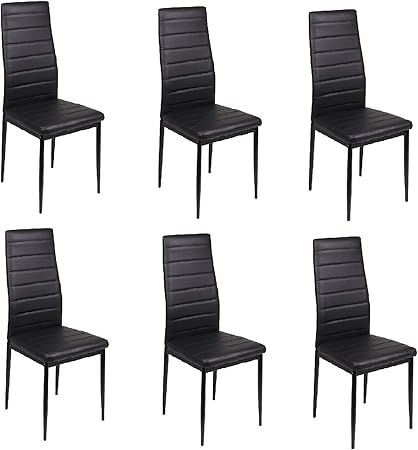 Beliwin Dining Chair Set Of 6 Faux Pu Leather High Back Chairs With Metal Legs And Soft Padded For Kitchen Dining Living Room Amazon Co Uk Kitchen Home