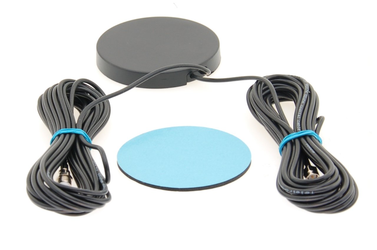 Alda PQ Antenna for glass mounting for 2G (GSM), 3G (UMTS), GPS with SMA/M and FME/F plug and 5m (5.47 yd) cable 2.14 dBi gain