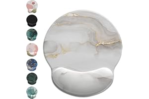 SIXLOVEM SixM Mouse Pad Wrist Support Ergonomic,Mouse Pad with Wrist Rest, Comfortable Computer Mouse Pad Gel for Laptop, Pain Relief Mousepad with Non-Slip PU Base (White Marble)