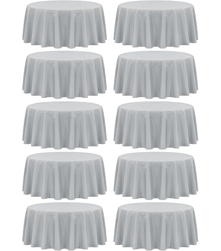 Sancua 6 Pack Round Tablecloth, 108 Inch White, Stain & Wrinkle Resistant, Polyester, Table Cover for Dining Table, Buffet Parties & Camping
