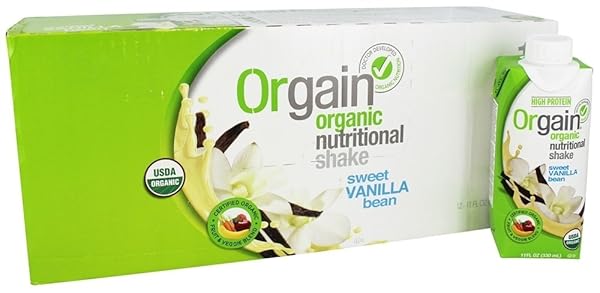 ORGAIN ORGANIC VANILLA BEAN NUTRITIONAL SHAKE 12 PACK, 11 FZ