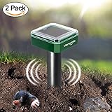 2 x VENSMILE Solar Powered Mole Repellent Gopher Repeller Vole Trap Repel Outdoor Rodent Mice Rats Chaser and Waterproof for Garden Yard
