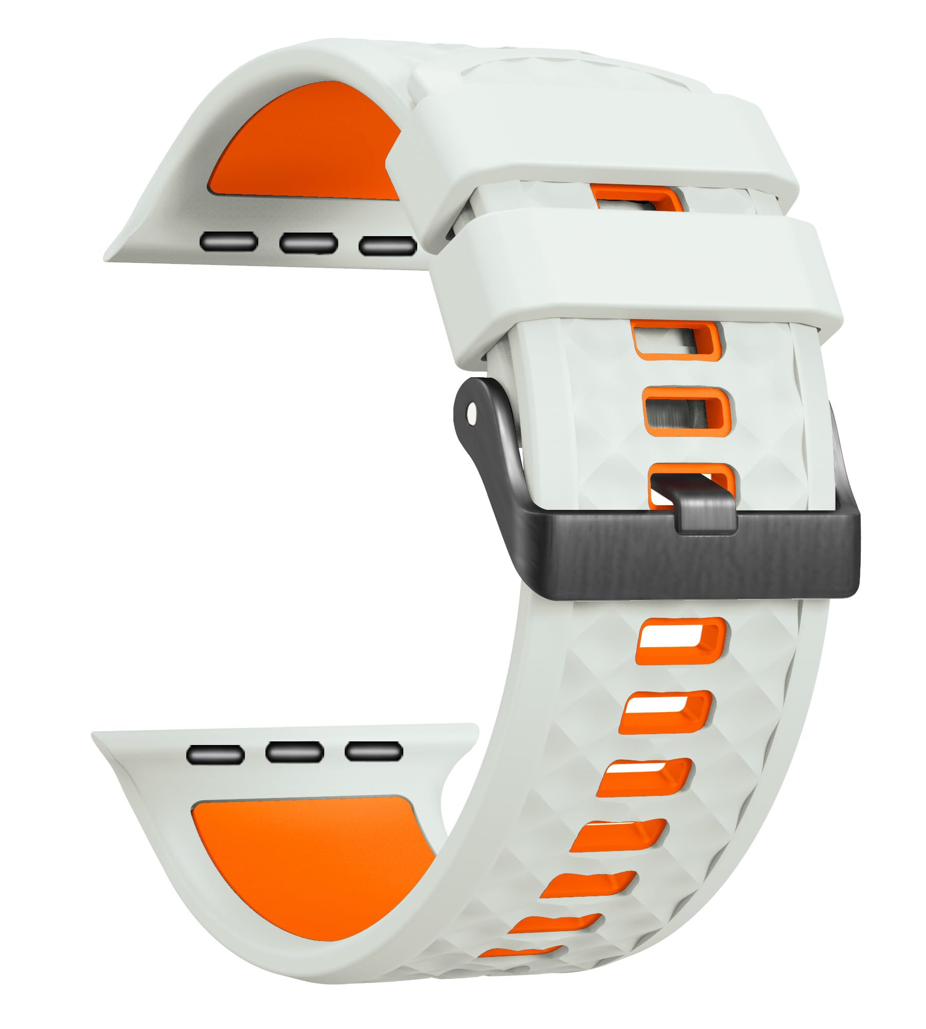 ANKANG Sport Band for Apple Watch: Silicone Bands for Apple Watch Series 4 5 6 7 8 9 10 SE Ultra 49mm 42mm 44mm 45mm - Breathable Rubber Sports Strap for Workout - Women Men - m/l Off white Orange