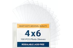 4x6 Archival Photo Sleeves, 2.7 Mil Extra Thick, Heavy Duty Self-Adhesive Protectors for Recipe Cards & Photos, Crystal Clear