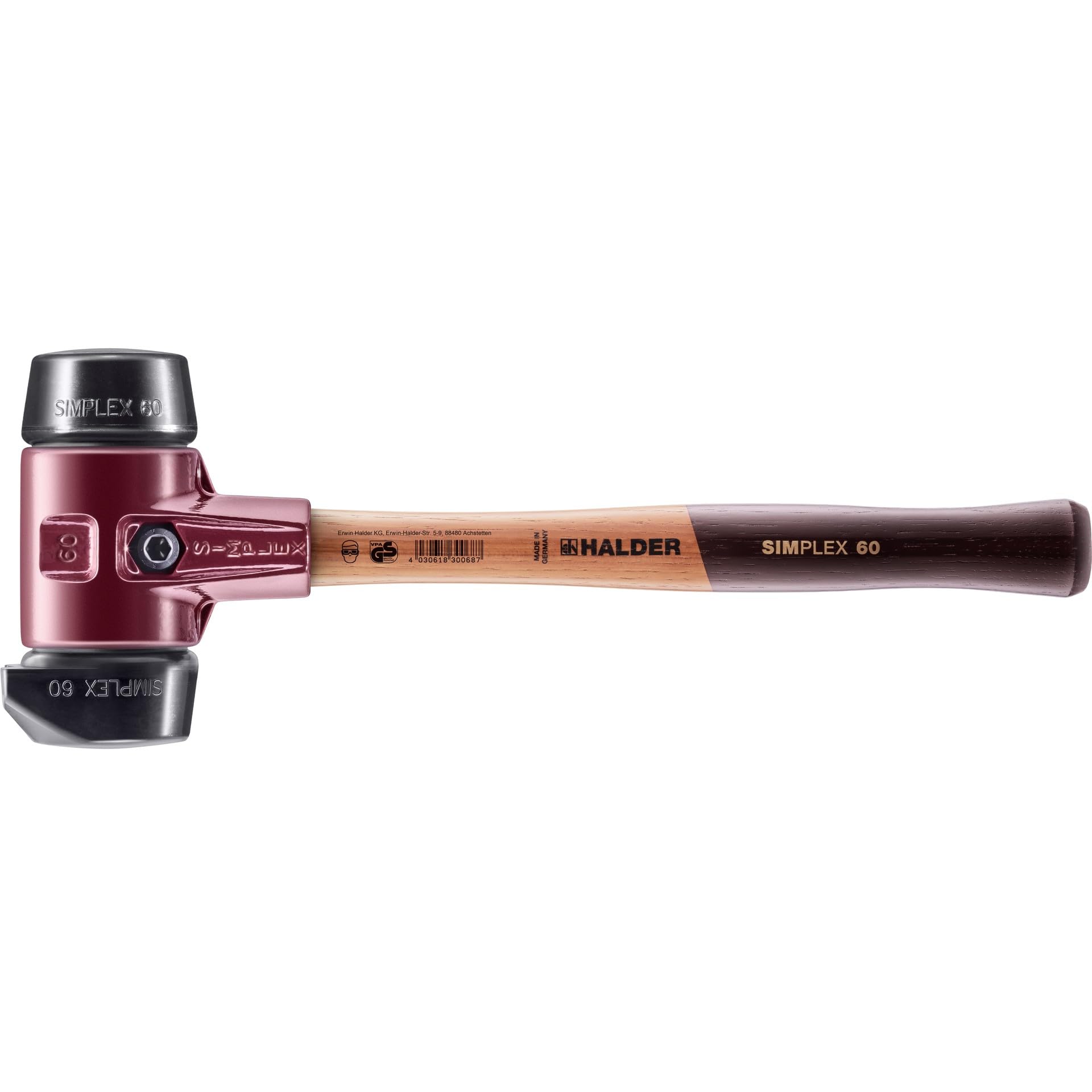 Halder USA - Simplex Mallet with Black Rubber and Stand-UP Black Rubber Inserts (3022.26)