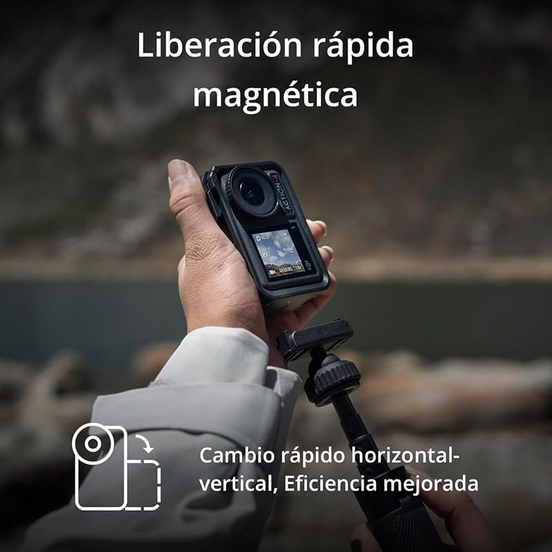 Dji - osmo action 4 standard pack - câmera de ação subaquática 4k/120fps com sensor de 1/1,3 polegada, ótimo desempenho em pouca luz, cor d-log m de 10 bits, bateria de longa duração de 1770 mah