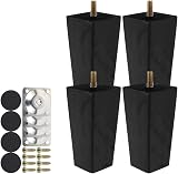 Jetcloud 4Pcs Wood Sofa Legs 10cm Square Tapered Oak Replacement Feet