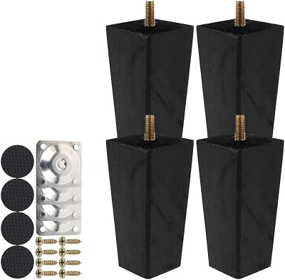 Jetcloud 4Pcs Wood Sofa Legs 10cm Square Tapered Oak Replacement Feet
