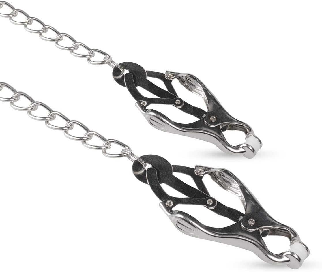 EasyToys Fetish Collection Japanese Clover Clamps with Chain, Silver - Image 3