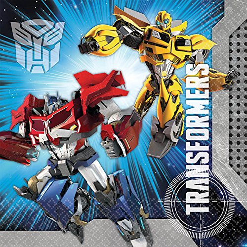 Mighty Transformers Birthday Party Luncheon Napkins , Pack Of 16, Blue , 6 1/2