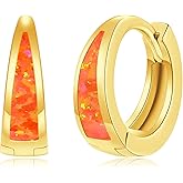 CiNily Opal Earrings for Women Trendy Gold Hoop Earrings, 14k Gold Plated Small Huggie Earrings Tiny Hoops Chunky Gold Earrings Lightweight Thick Gold Hoops Stacks Earrings Silver Gold Opal Jewelry