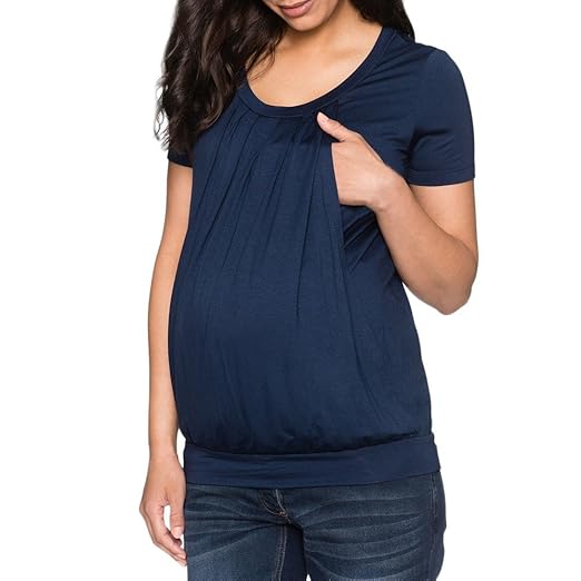 MCYs Sommer Frauen Tops Bluse Stilltop Lässige Mode Mutterschaft Pflege Wrap Top Cap Kurzarm Doppelschicht Bluse T-Shirt Umst