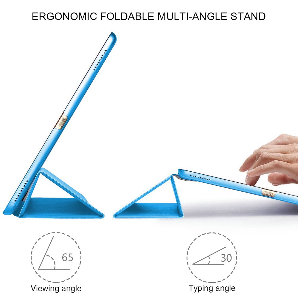 For iPad Pro 10.5 inch Cover Leather with Trifold Stand Shockproof Auto Sleep Wake Full Body Protective Light Slim Smart Tablet Case 2017 Sky Blue CAM-ULATA