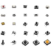 Yetaida 125Pcs 25 Values Micro Momentary Tactile Switch SMD &amp; DIP | Tactile Touch Push Button Switch, 2/3/4 Pin Miniature Mini Small Tact Switch Assortment Kit (Packaged)