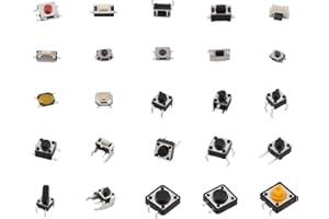 Yetaida 125Pcs 25 Values Micro Momentary Tactile Switch, SMD & DIP Tactile Touch Push Button Switch, 2/3/4 Pin Miniature Mini Small Tact Switch Assortment Kit