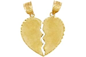 CLADDAGH GOLD 10k Yellow Gold Satin Finish Breakable Heart Charm Pendant, 0.8"