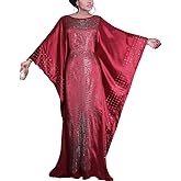 HD African Dresses for Women Fashion Beading Rhinestone Kaftan Maxi Dress