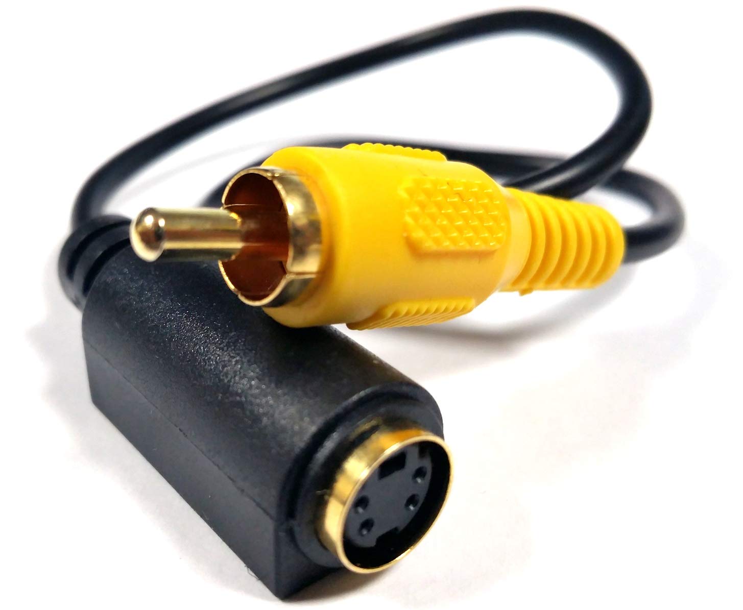 Generic GOLD S-Video/VHS Female to RCA Yellow Video Composite Male Adapter Cable - 28cm, CE Approved, Tangle Free