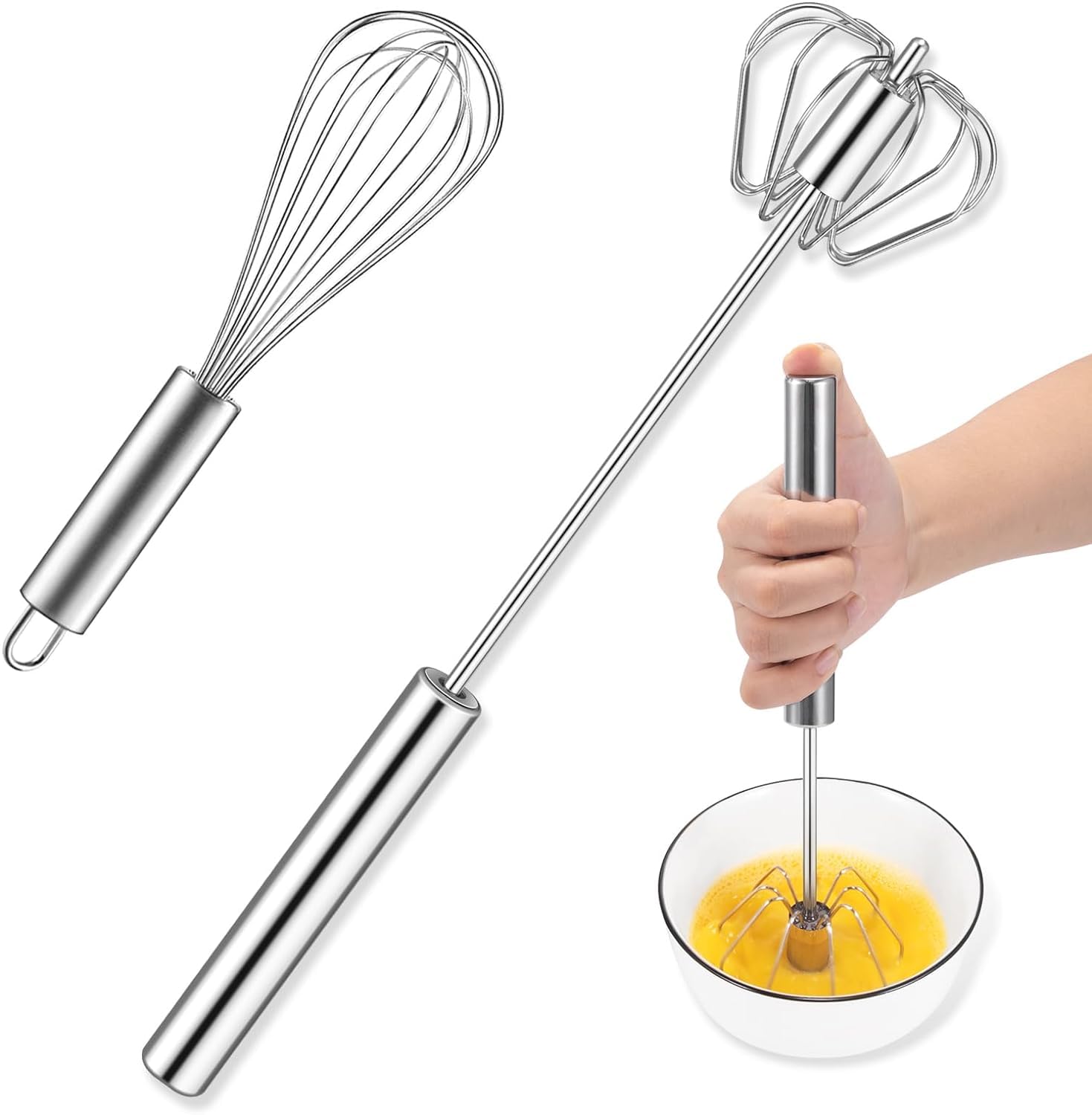 Myasrelae Hand Push Whisk, Semi-Automatic Egg Mini