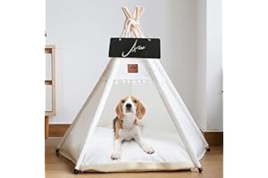Dog Teepee Pet Tent Portable Dog Houses Puppy Teepee Cat Bed with Thick Cushion
