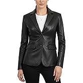 STOREJEES Classic Leather Blazer Women - Business Casual Leather Coats for Women