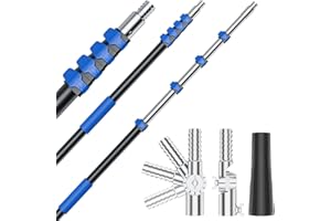 JUECITY Telescoping Pole, 4-16 Ft with Joint Angle & Squeegee Adaptor, Aluminum Telescopic Paint Roller Extension Pole & Extendable Pole, Anti-Slip Foam Grip, Multi-Purpose Gutter Window Dust Cleaning Pole
