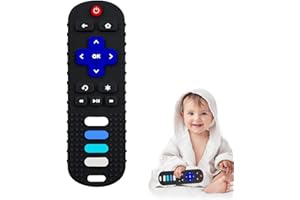 INTATIKOO Baby Teether Toy, TV Remote Control Shape Teething Baby Toys for Infants, Baby Chew Remote Teether Toys for Babies 3-24 Months,BPA Free(Black)