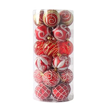 MoGist 24 Weihnachtskugel Luxuriös Glänzend Weihnachten Deko Anhänger Christbaumkugeln Plastik Bruchsicher Weihnachtsschmuck 