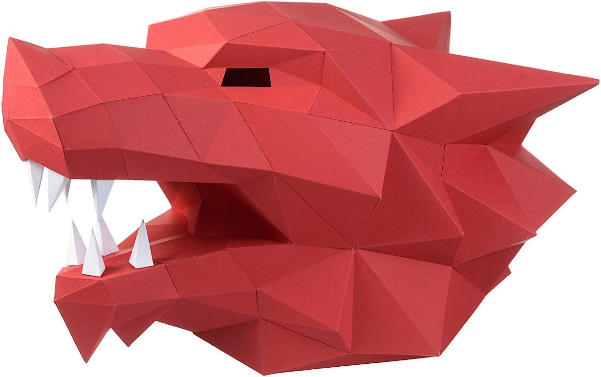 Paperraz 3D Wolf Head Mask Animal DIY for Adults & Kids - NO Scissors Needed