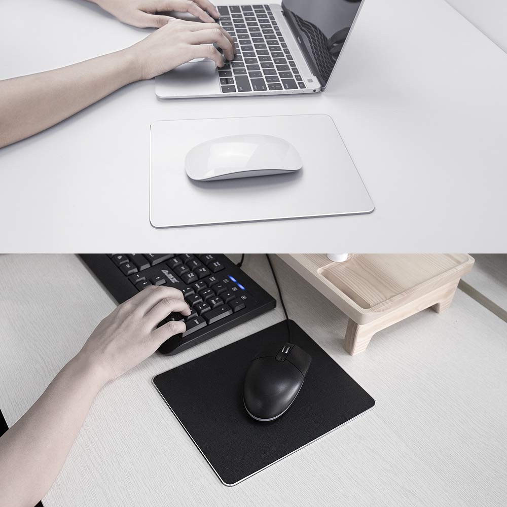 Small Gray 9.05X7.08 Inch Metal Aluminum Mouse Pad Hard Mat Smooth