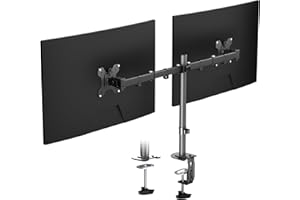 Pholiten Dual Monitor Stand, Heavy Duty Adjustable Monitor Arm Desk Mount for 2 Screens up to 32 Inches, Tilt, Swivel, Rotate, Supports Tilt, Swivel, Rotate, Supports 22 lbs per Monitor Arm